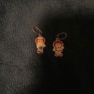 Raggedy Ann and Andy dangly earrings
